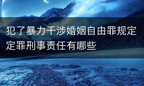 犯了暴力干涉婚姻自由罪规定定罪刑事责任有哪些