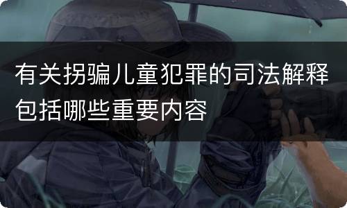 有关拐骗儿童犯罪的司法解释包括哪些重要内容