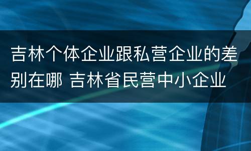 吉林个体企业跟私营企业的差别在哪 吉林省民营中小企业