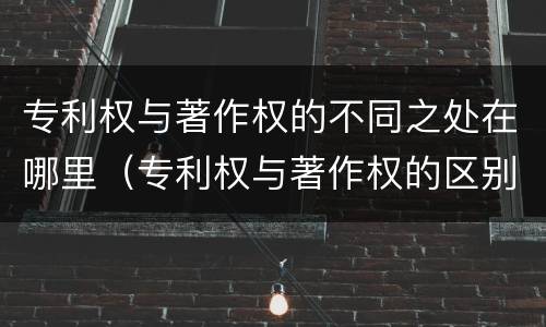 专利权与著作权的不同之处在哪里（专利权与著作权的区别与联系）