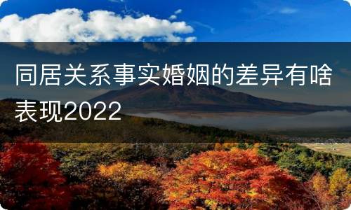 同居关系事实婚姻的差异有啥表现2022