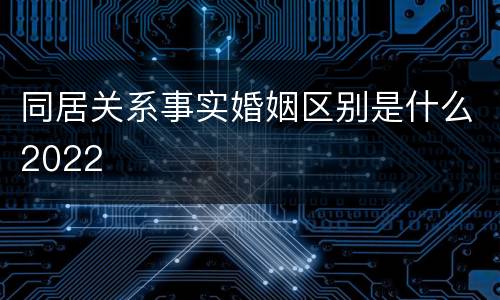 同居关系事实婚姻区别是什么2022