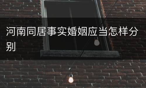 河南同居事实婚姻应当怎样分别