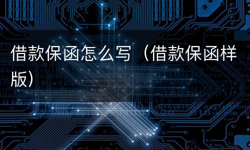 借款保函怎么写（借款保函样版）