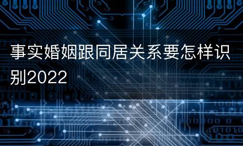 事实婚姻跟同居关系要怎样识别2022