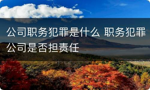 公司职务犯罪是什么 职务犯罪公司是否担责任