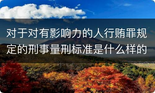 对于对有影响力的人行贿罪规定的刑事量刑标准是什么样的