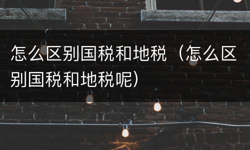怎么区别国税和地税（怎么区别国税和地税呢）