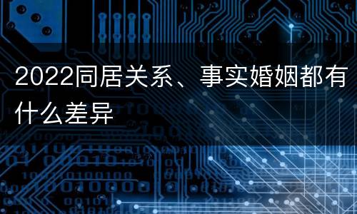 2022同居关系、事实婚姻都有什么差异