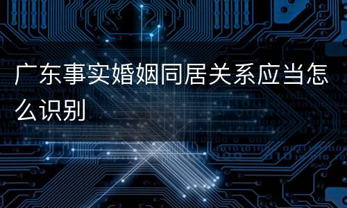 广东事实婚姻同居关系应当怎么识别