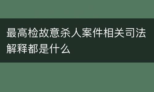 最高检故意杀人案件相关司法解释都是什么