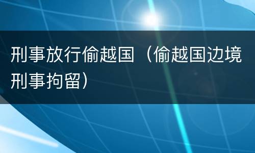 刑事放行偷越国（偷越国边境刑事拘留）