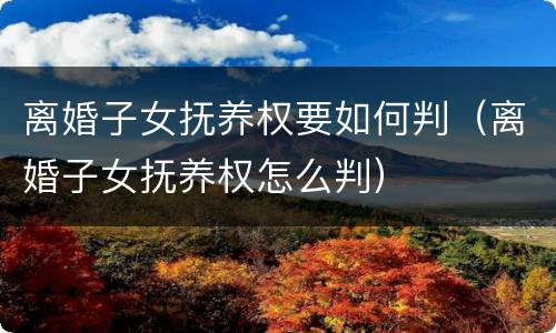 离婚子女抚养权要如何判（离婚子女抚养权怎么判）