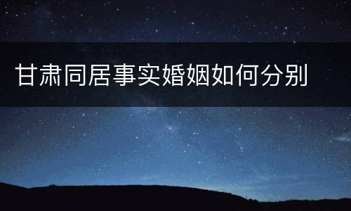 甘肃同居事实婚姻如何分别