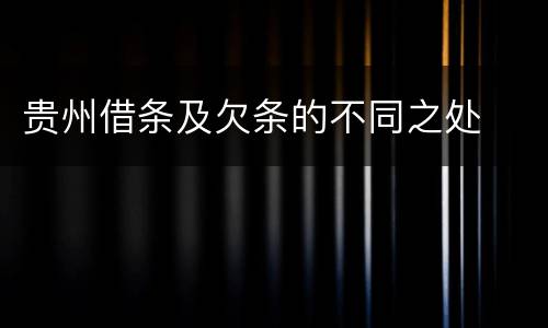 贵州借条及欠条的不同之处