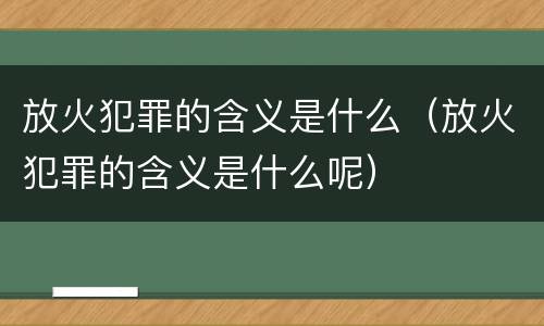 放火犯罪的含义是什么（放火犯罪的含义是什么呢）