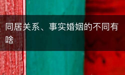 同居关系、事实婚姻的不同有啥
