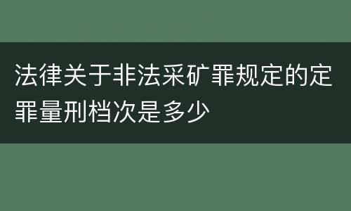法律关于非法采矿罪规定的定罪量刑档次是多少