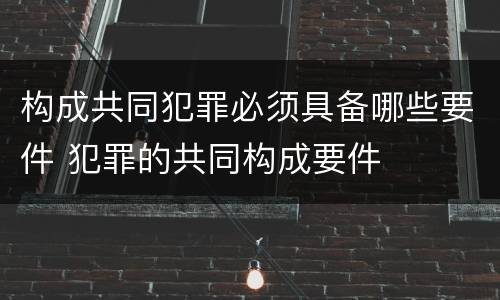 构成共同犯罪必须具备哪些要件 犯罪的共同构成要件