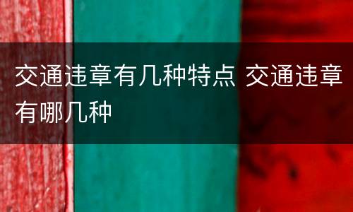 交通违章有几种特点 交通违章有哪几种