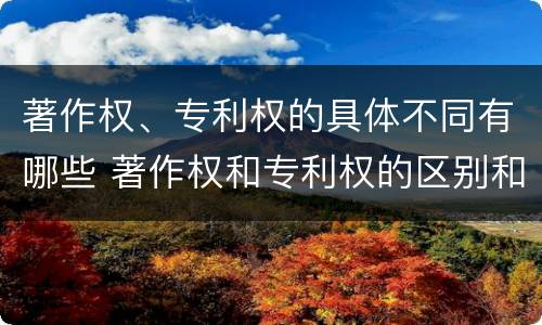 著作权、专利权的具体不同有哪些 著作权和专利权的区别和联系