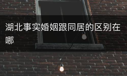 湖北事实婚姻跟同居的区别在哪