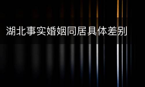 湖北事实婚姻同居具体差别