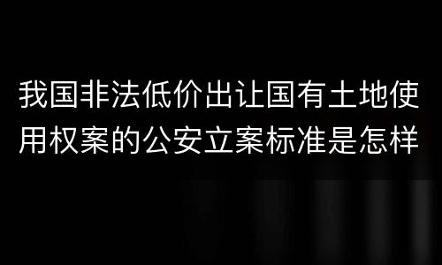 我国非法低价出让国有土地使用权案的公安立案标准是怎样的