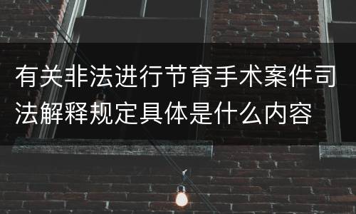 有关非法进行节育手术案件司法解释规定具体是什么内容