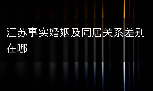 江苏事实婚姻及同居关系差别在哪