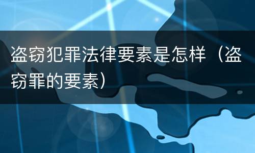 盗窃犯罪法律要素是怎样（盗窃罪的要素）