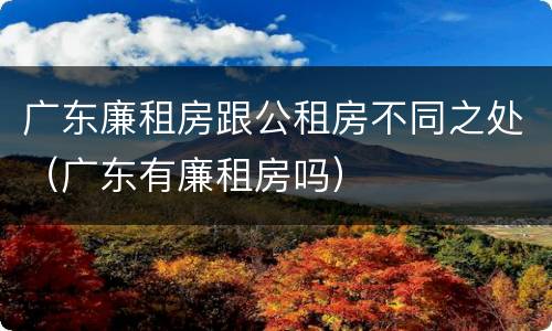 广东廉租房跟公租房不同之处（广东有廉租房吗）