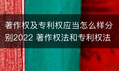 著作权及专利权应当怎么样分别2022 著作权法和专利权法