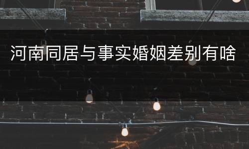 河南同居与事实婚姻差别有啥