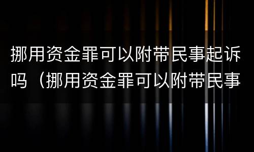 挪用资金罪可以附带民事起诉吗（挪用资金罪可以附带民事起诉吗判几年）