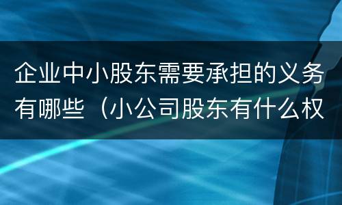 企业中小股东需要承担的义务有哪些（小公司股东有什么权利和义务）