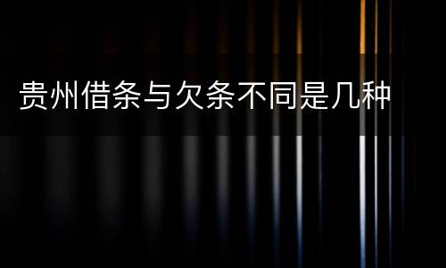 贵州借条与欠条不同是几种