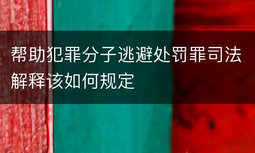 帮助犯罪分子逃避处罚罪司法解释该如何规定