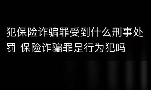 犯保险诈骗罪受到什么刑事处罚 保险诈骗罪是行为犯吗