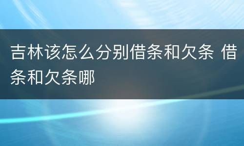 吉林该怎么分别借条和欠条 借条和欠条哪