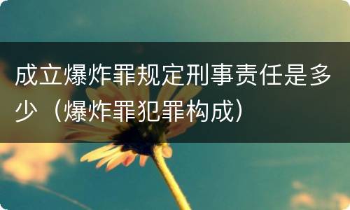 成立爆炸罪规定刑事责任是多少（爆炸罪犯罪构成）