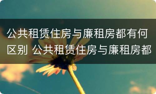 公共租赁住房与廉租房都有何区别 公共租赁住房与廉租房都有何区别和联系