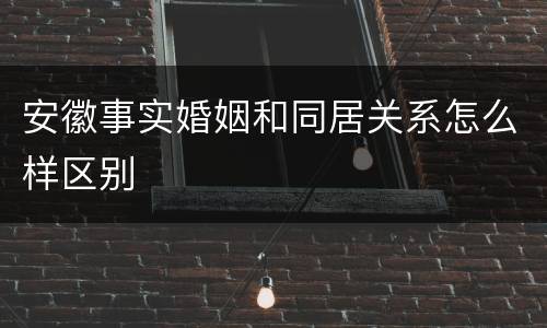 安徽事实婚姻和同居关系怎么样区别
