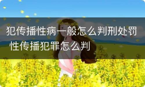 犯传播性病一般怎么判刑处罚 性传播犯罪怎么判