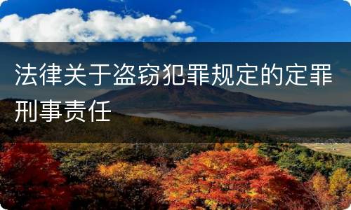 法律关于盗窃犯罪规定的定罪刑事责任