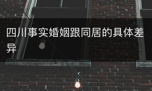 四川事实婚姻跟同居的具体差异