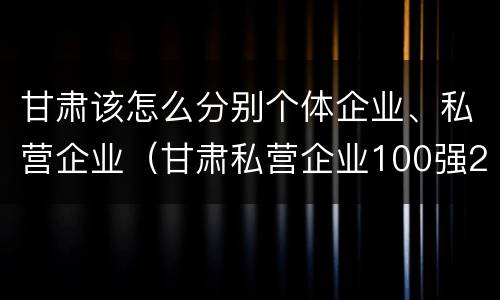 甘肃该怎么分别个体企业、私营企业（甘肃私营企业100强2018）