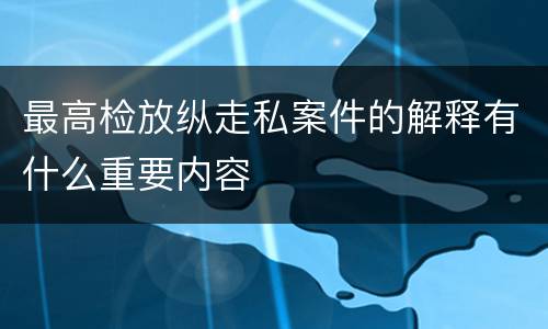 最高检放纵走私案件的解释有什么重要内容