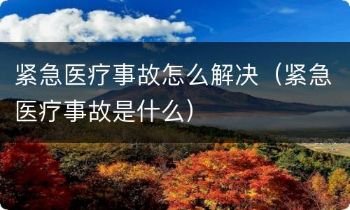 紧急医疗事故怎么解决（紧急医疗事故是什么）