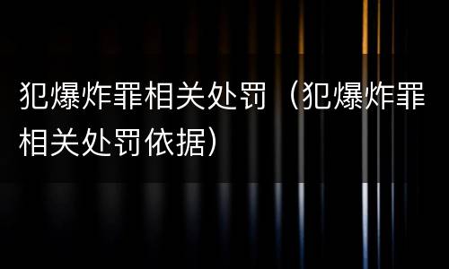 犯爆炸罪相关处罚（犯爆炸罪相关处罚依据）